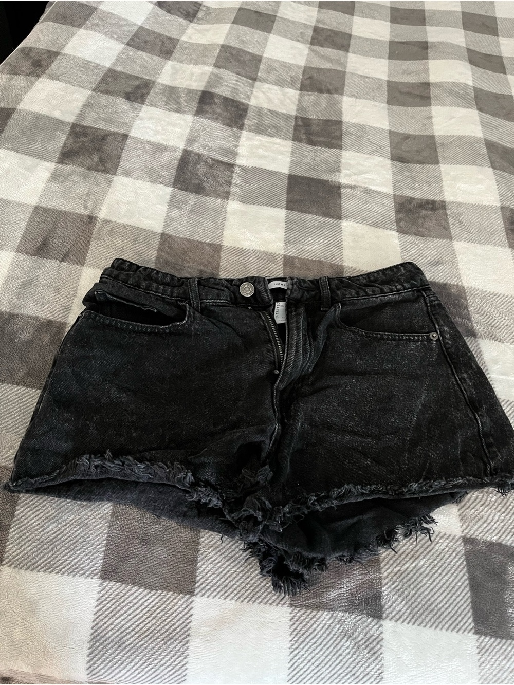 Forever 21 Black Washed Distressed Denim Shorts